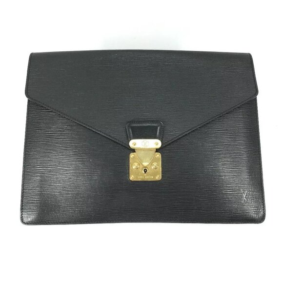 LOUIS VUITTON Ｍ54452 Epi porto document case bag Clutch bag Epi Leather Black - Picture 1 of 16